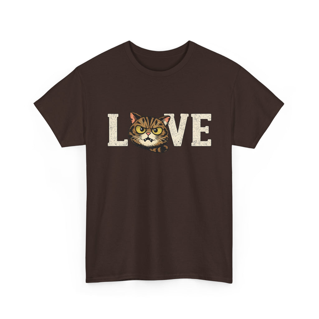 Cat Love T‑Shirt — Retro Tabby  Cat Face LOVE Graphic Tee for Cat Lovers