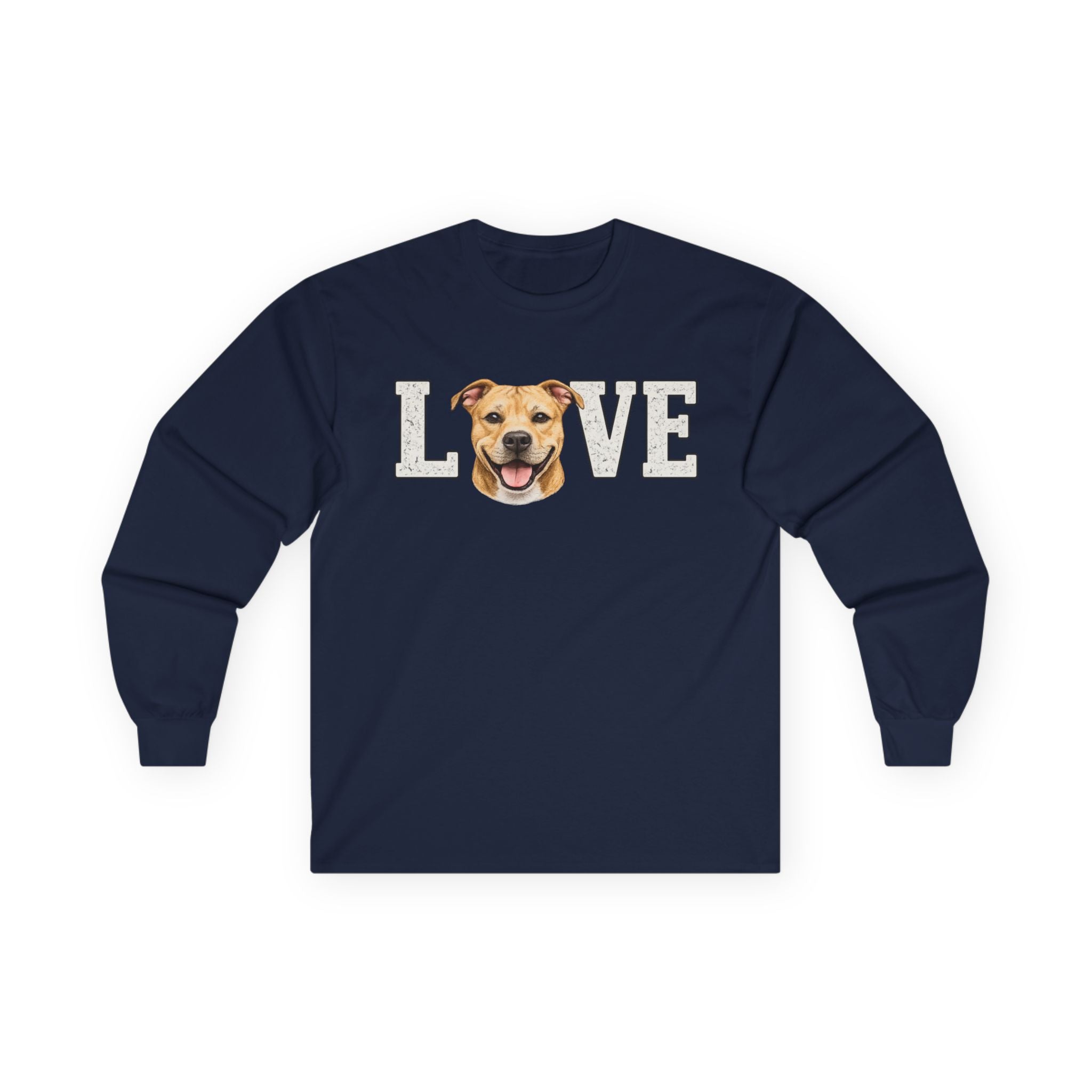 Love Dog Long Sleeve Tee — Cute Pet Portrait "LOVE" Shirt