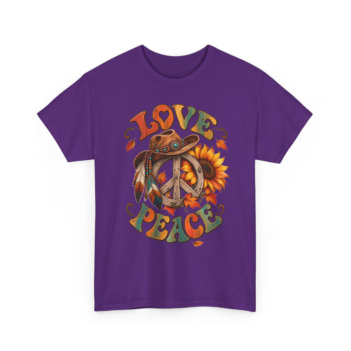 Love & Peace Retro Sunflower Boho Graphic Tee