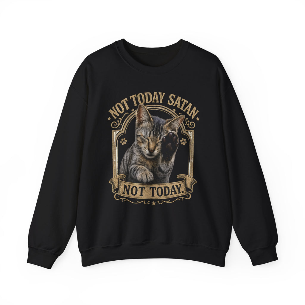 Not Today Satan Cat Sweatshirt – Funny Vintage Cat Crewneck