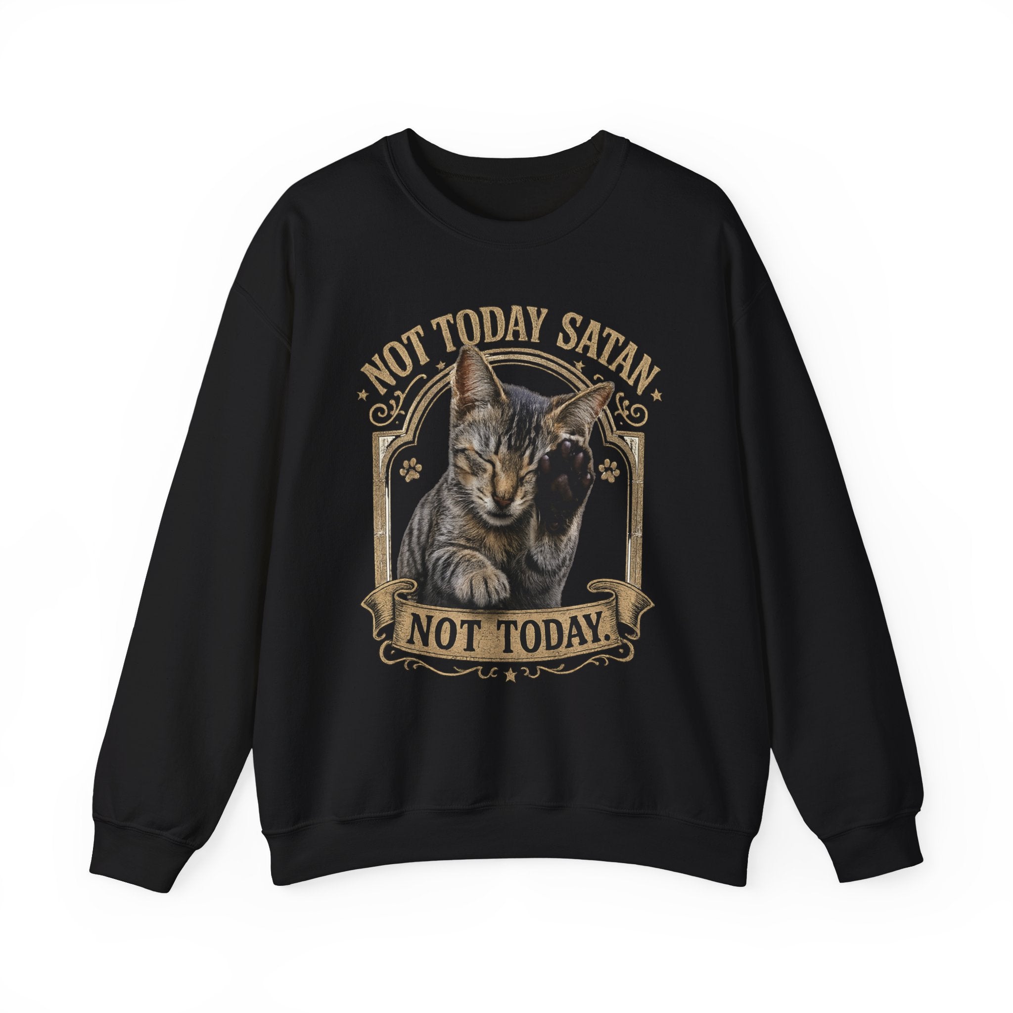 Not Today Satan Cat Sweatshirt – Funny Vintage Cat Crewneck