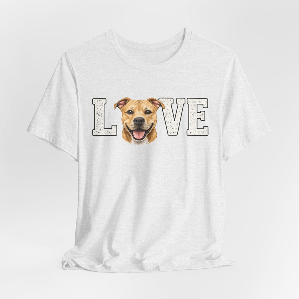Pit Bull Love T-Shirt — 'LOVE' with Happy Puppy Face Tee