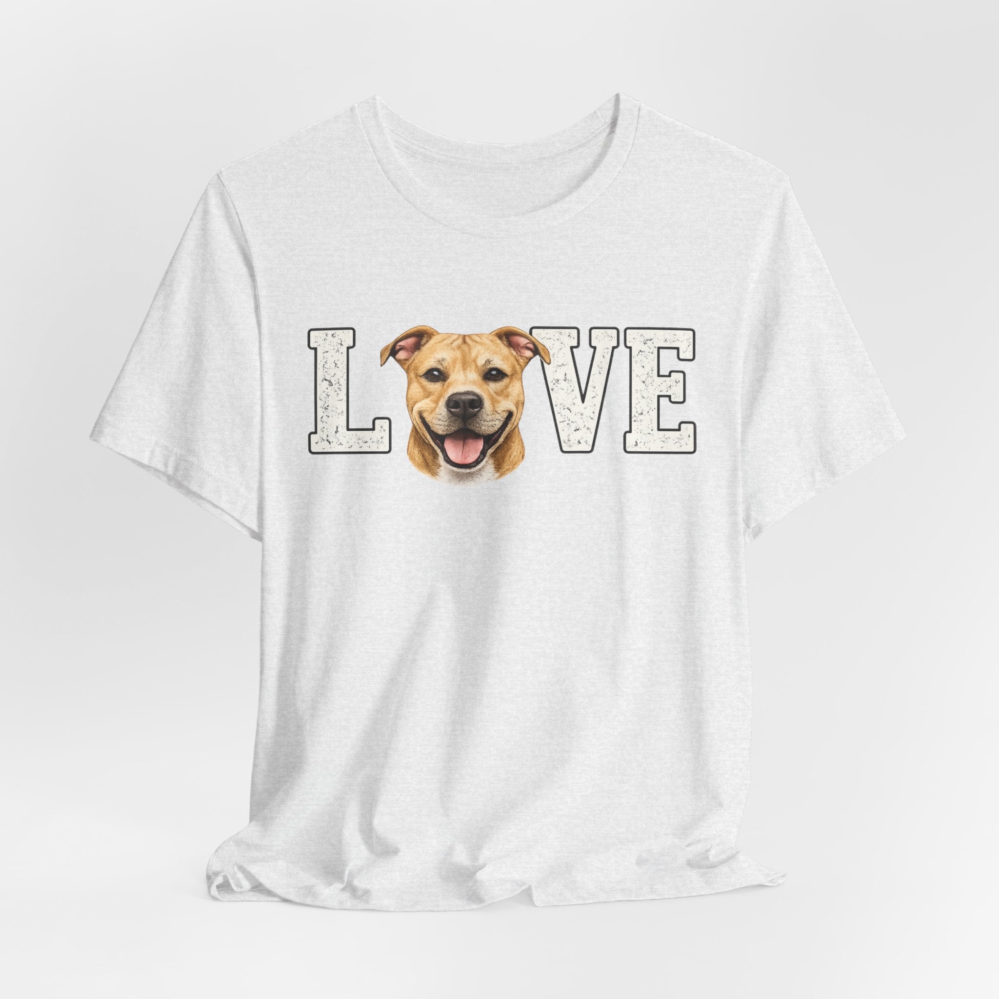 Pit Bull Love T-Shirt — 'LOVE' with Happy Puppy Face Tee