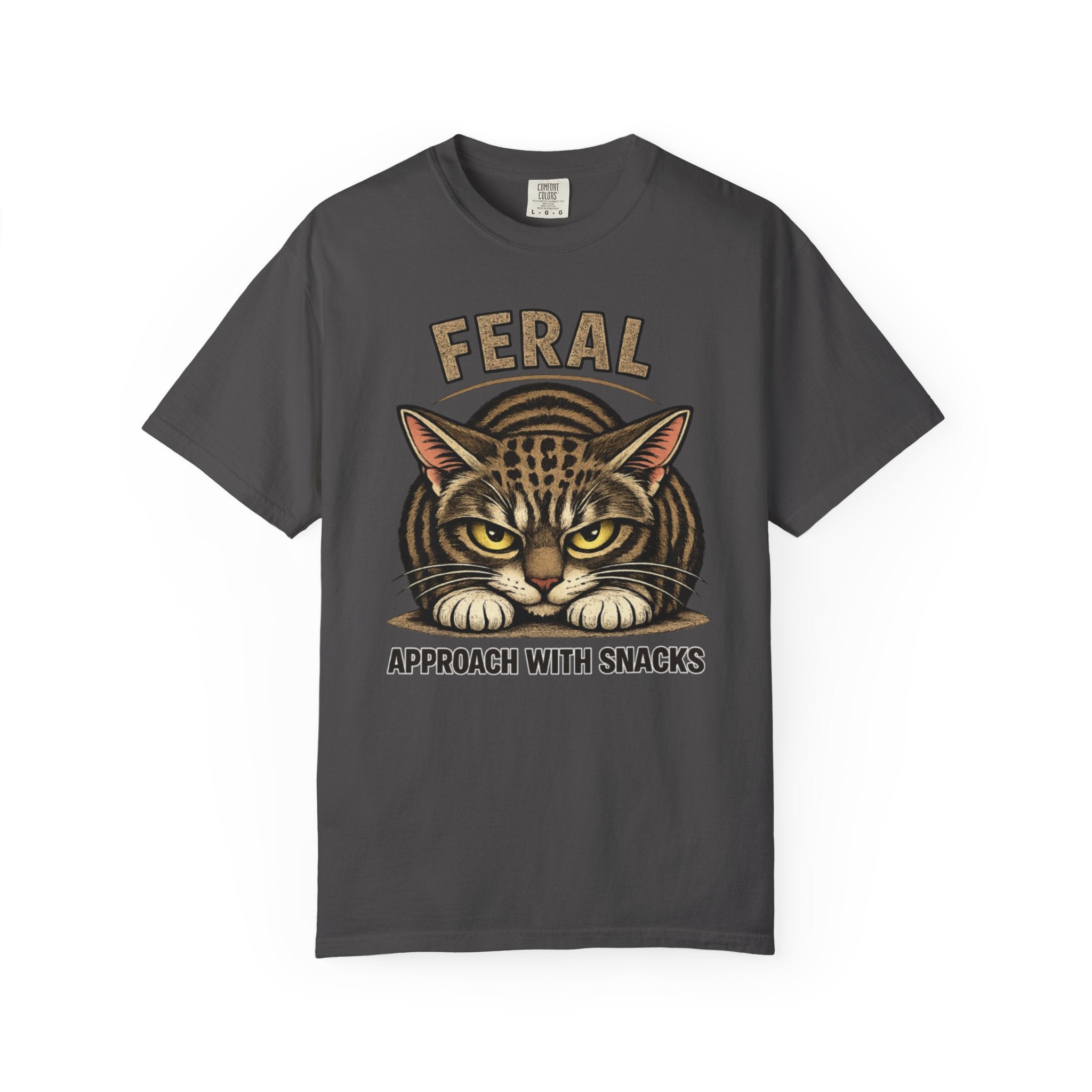 T-Shirt — "Feral: Approach With Snacks" Cat Graphic Tee