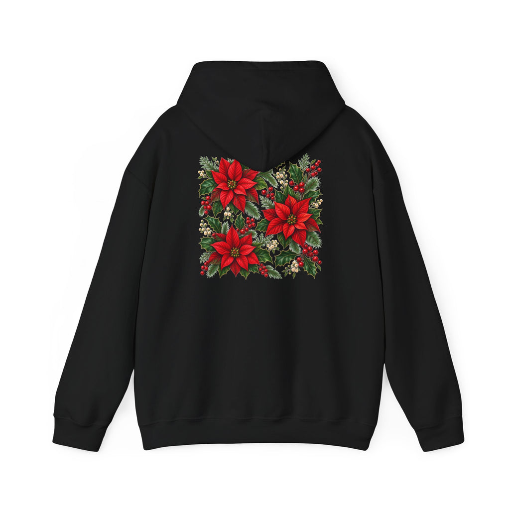 Poinsettia Holiday Hoodie – Festive Red Flower Christmas Sweatshirt
