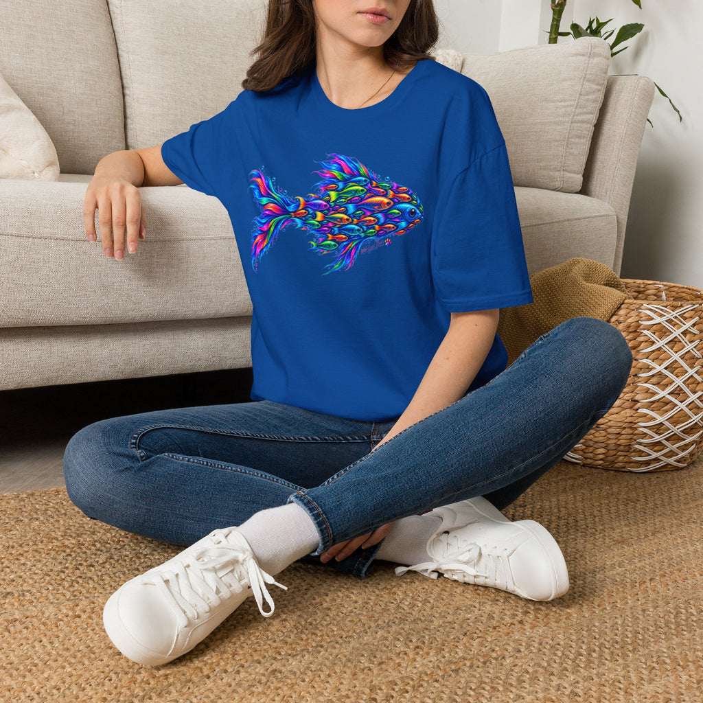 Colorful Fish Graphic T-Shirt — Vibrant Psychedelic Aquarium Art Tee