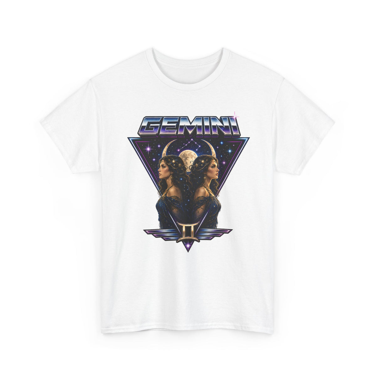 Gemini Zodiac Tee — Retro Twin Goddess Astrology T-Shirt