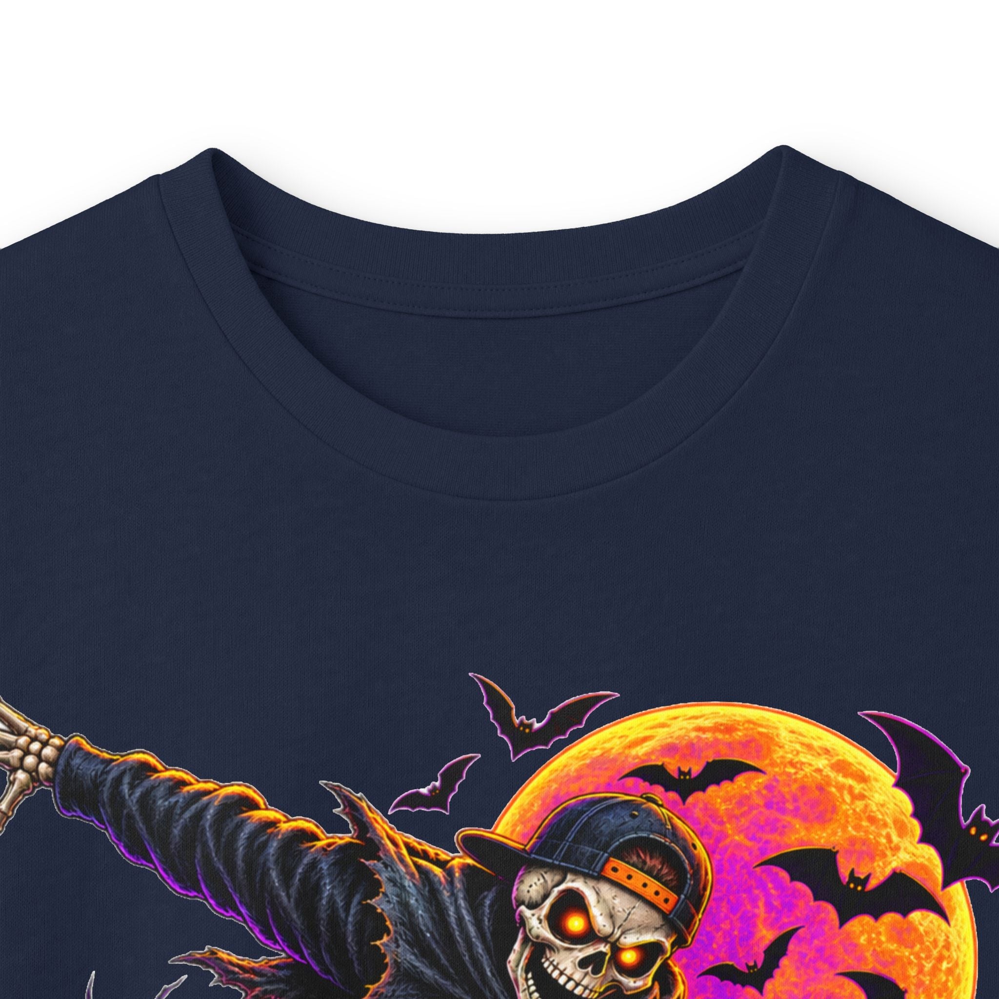 Halloween Skeleton Skateboarder Graphic Long Sleeve Tee