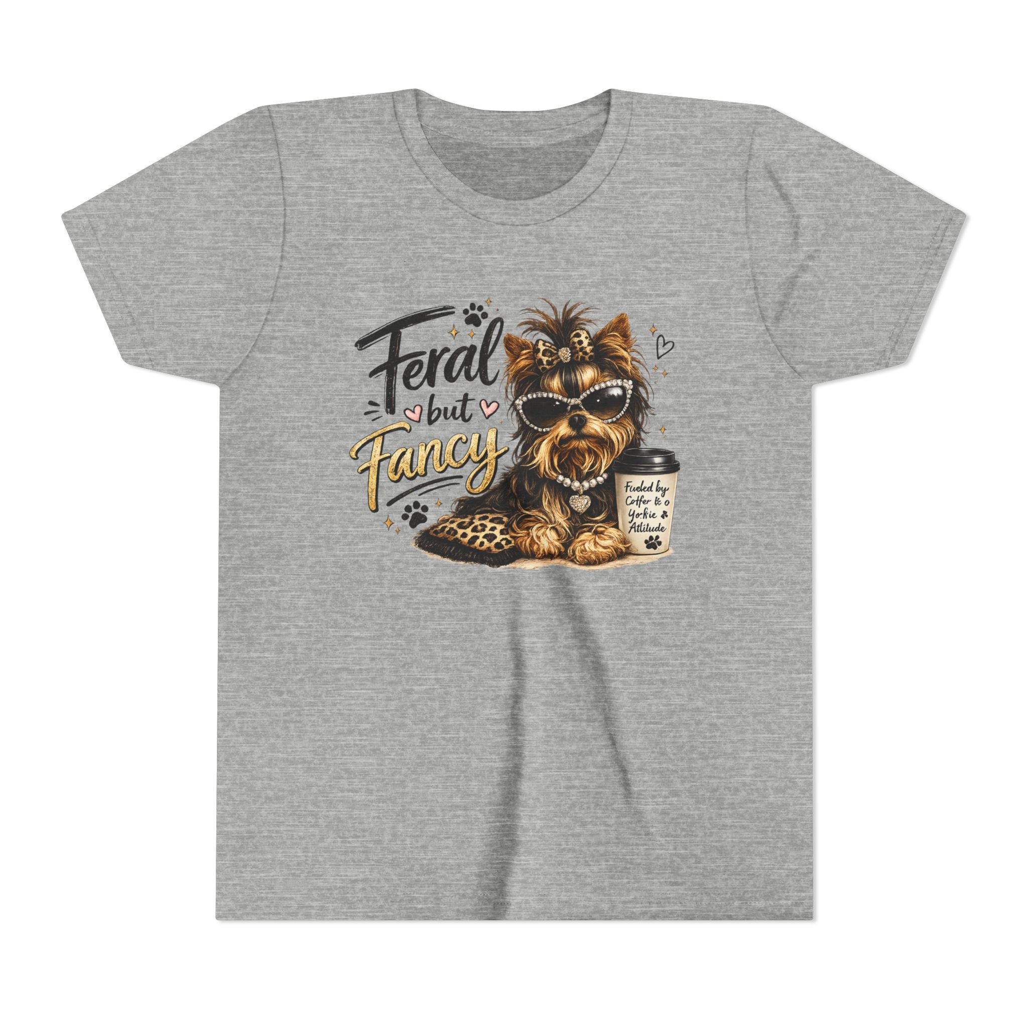 Yorkie youth Tee — "Feral but Fancy" Yorkie Graphic Shirt