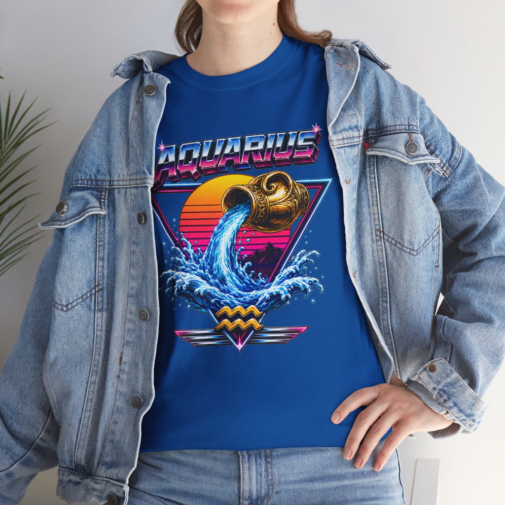 Aquarius Zodiac Tee — Retro Wave Astrological T-Shirt