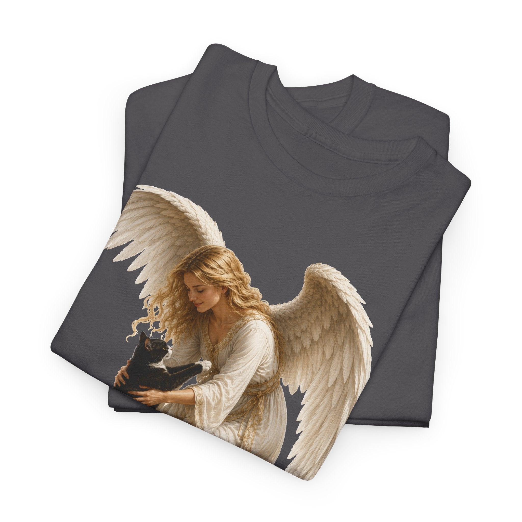 Angel with Cat T-Shirt — Guardian Angel Pet Lover Tee