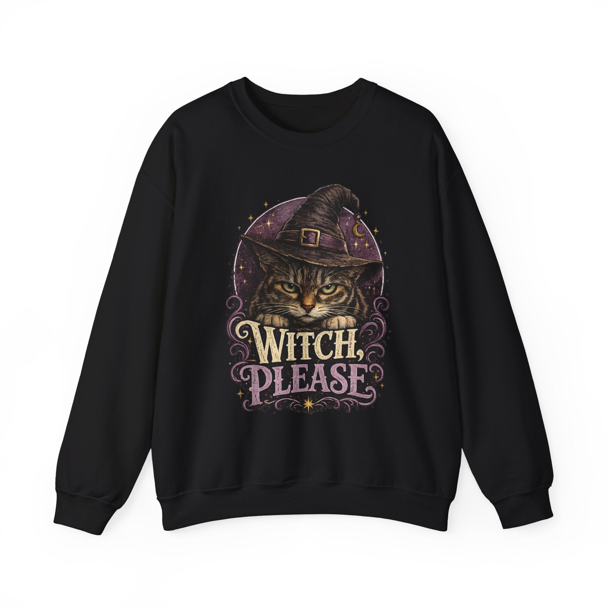Witch Please Sweatshirt — Halloween Cat Witch Graphic Crewneck
