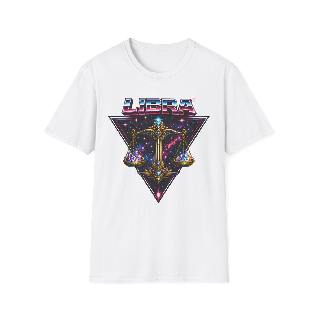 Libra Zodiac T-Shirt — Retro Neon Scales Astrology Tee