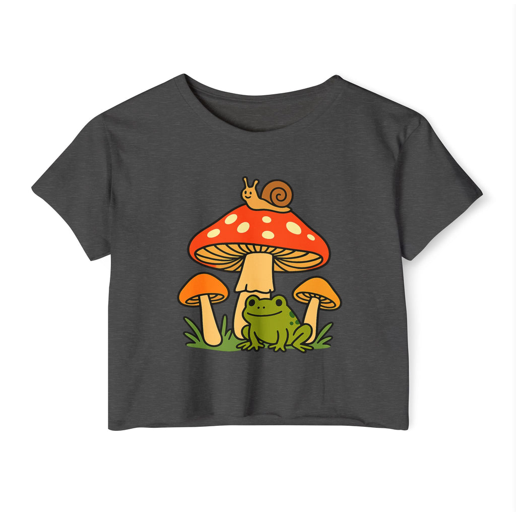 Frog & Mushroom Crop Top — Cute Festival Women's Tee