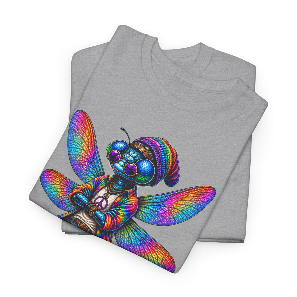 anthropomorphic Dragonfly Tee — Rainbow Glitch Dragonfly Graphic T-Shirt