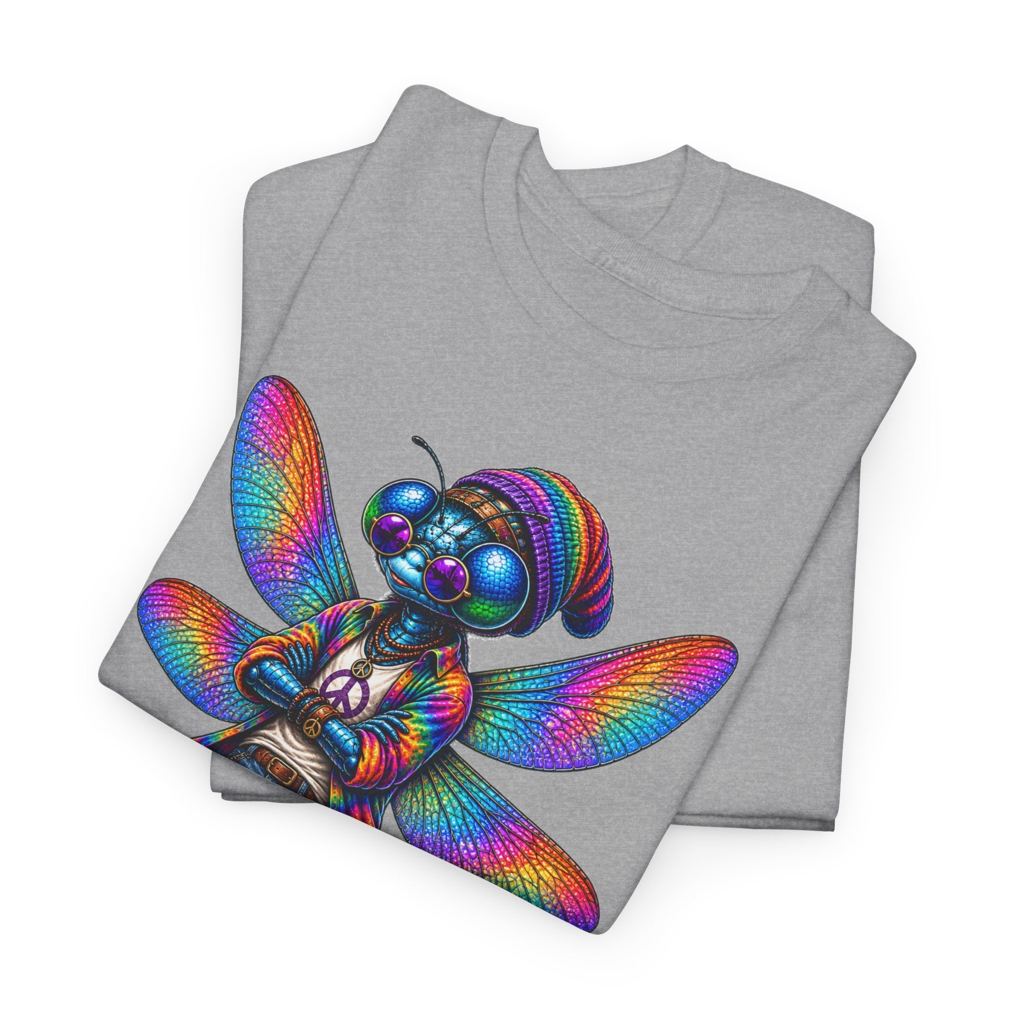 anthropomorphic Dragonfly Tee — Rainbow Glitch Dragonfly Graphic T-Shirt
