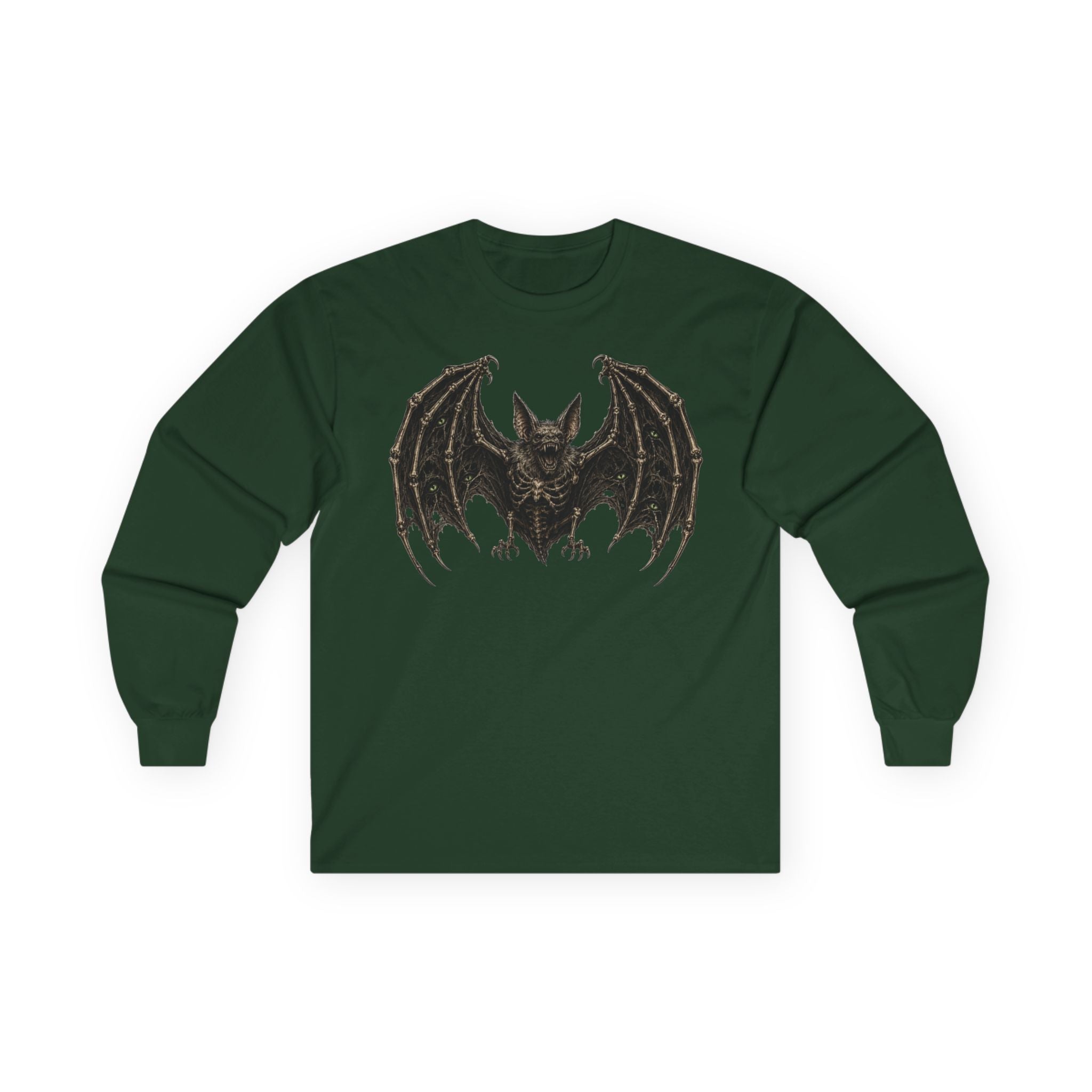 Bat Illustration Long Sleeve Tee — Gothic Bat Graphic Shirt
