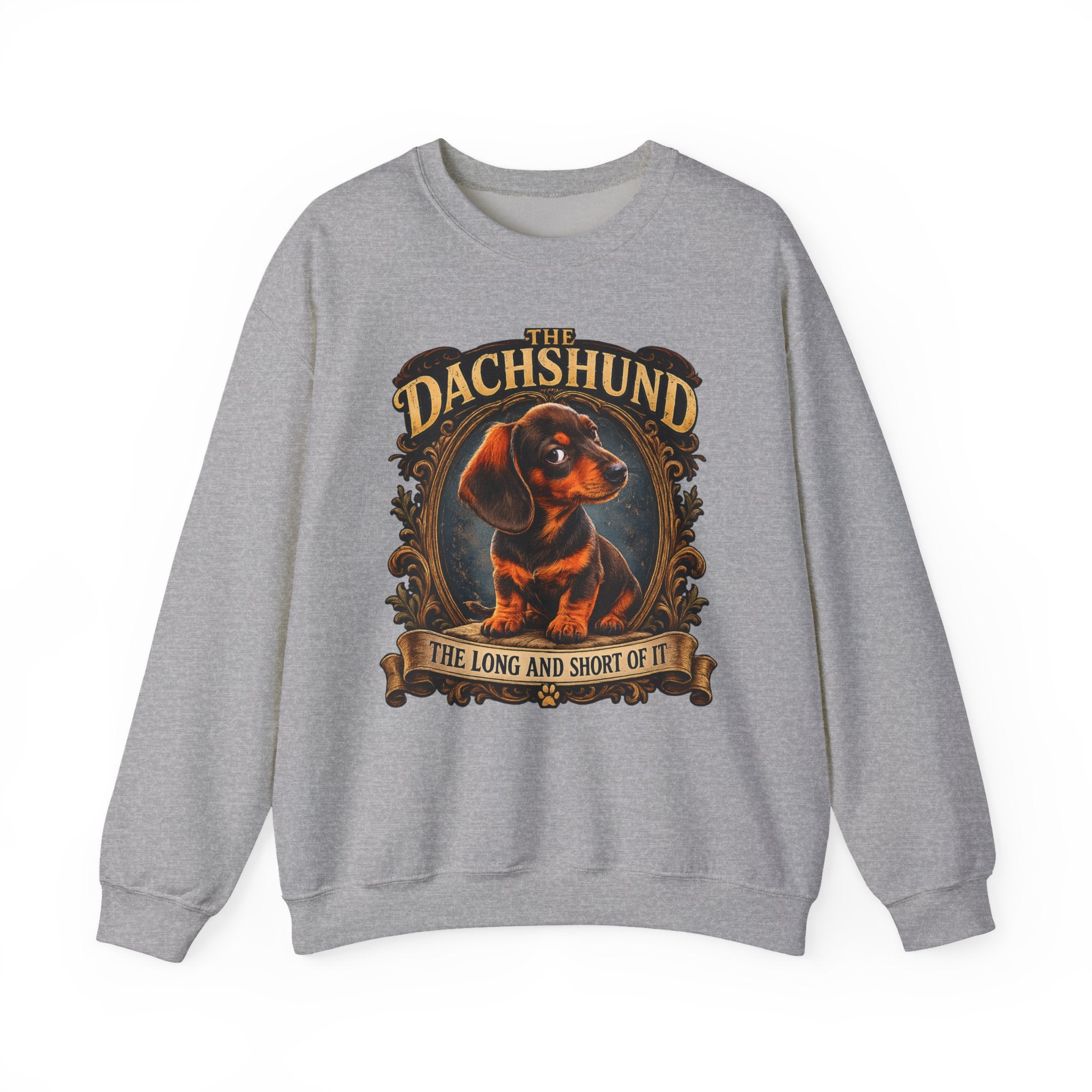 Dachshund Crewneck Sweatshirt - "The Dachshund: The Long and Short of It" Vintage Dog Portrait