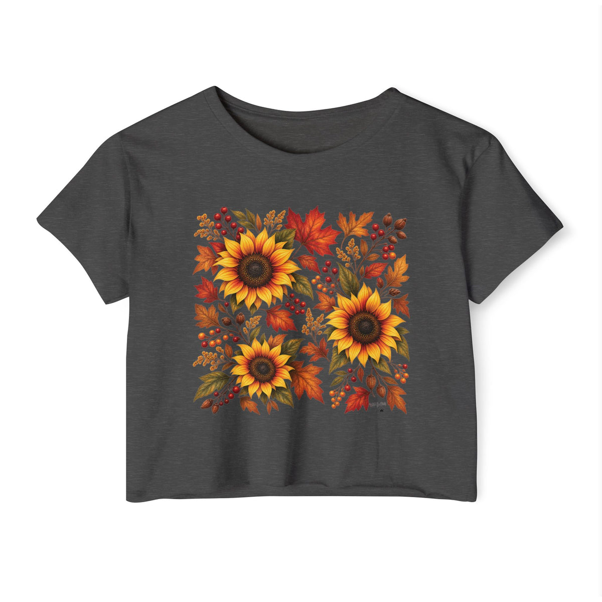 Sunflower Fall Crop Top — Autumn Floral Festival Tee