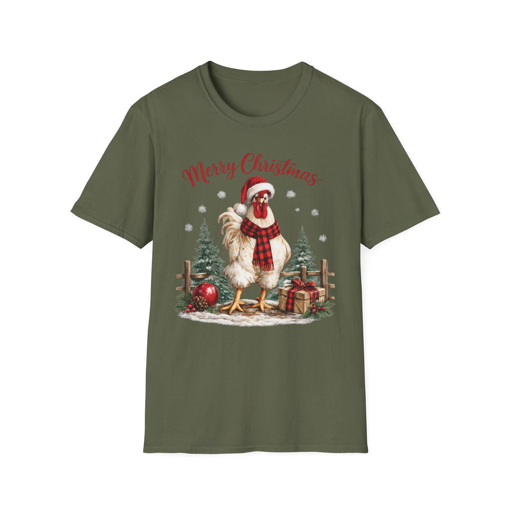 Christmas Rooster T-Shirt — Merry Christmas Farmhouse Holiday Tee