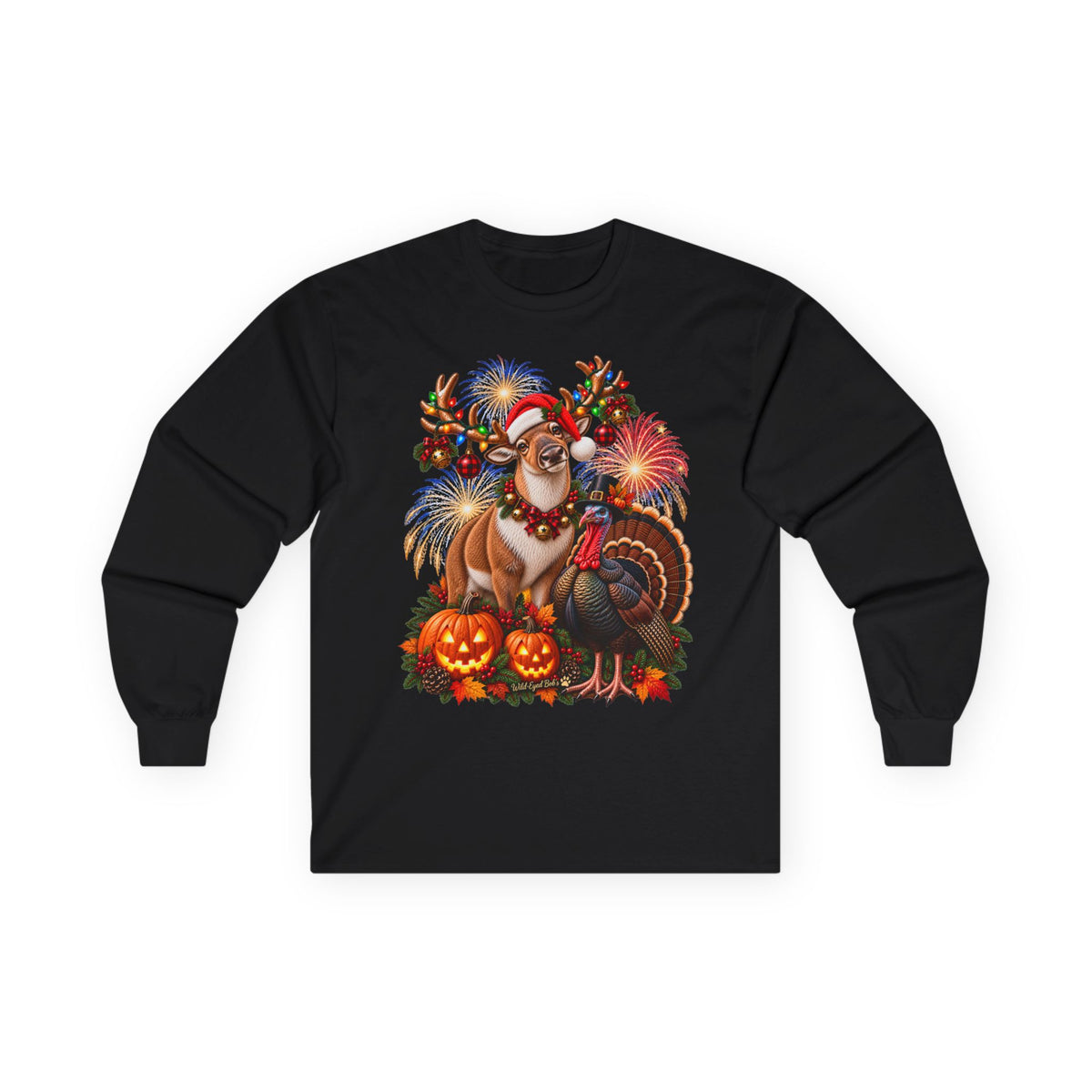 Four Holidays One Shirt  , Halloween , Thanksgiving, Christmas and New Year's Shirt