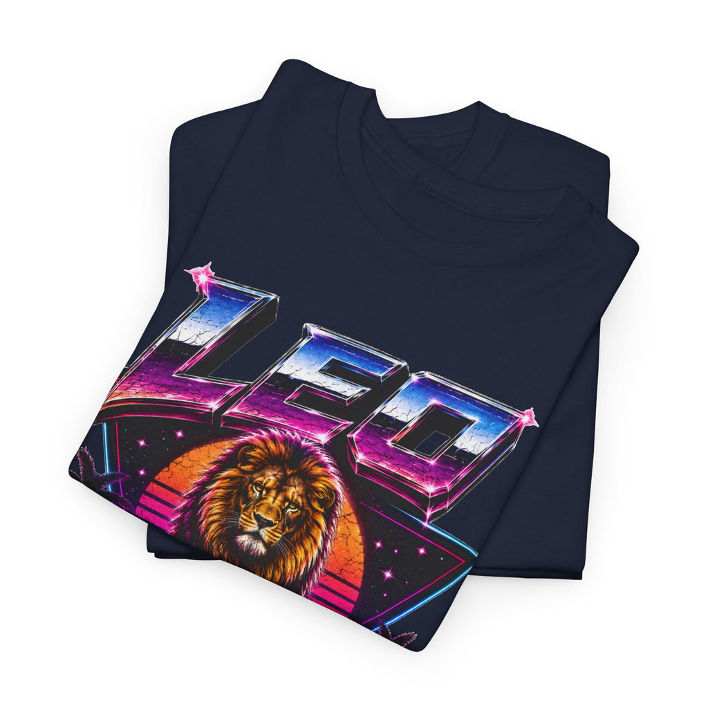 Leo Zodiac T‑Shirt — Retro Neon Lion Astrology Tee