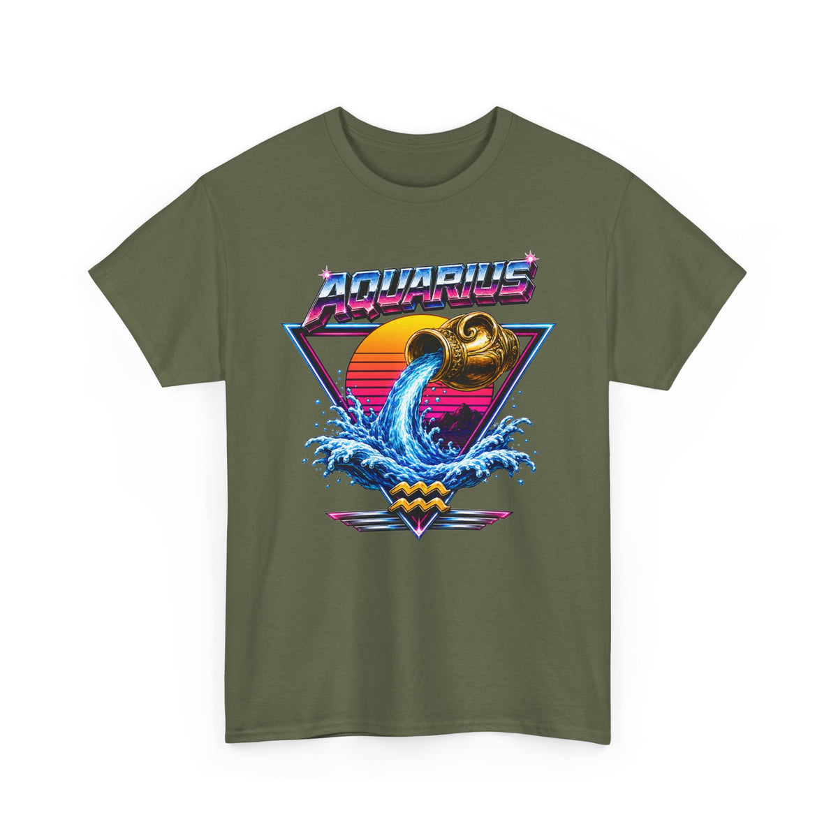 Aquarius Zodiac Tee — Retro Wave Astrological T-Shirt