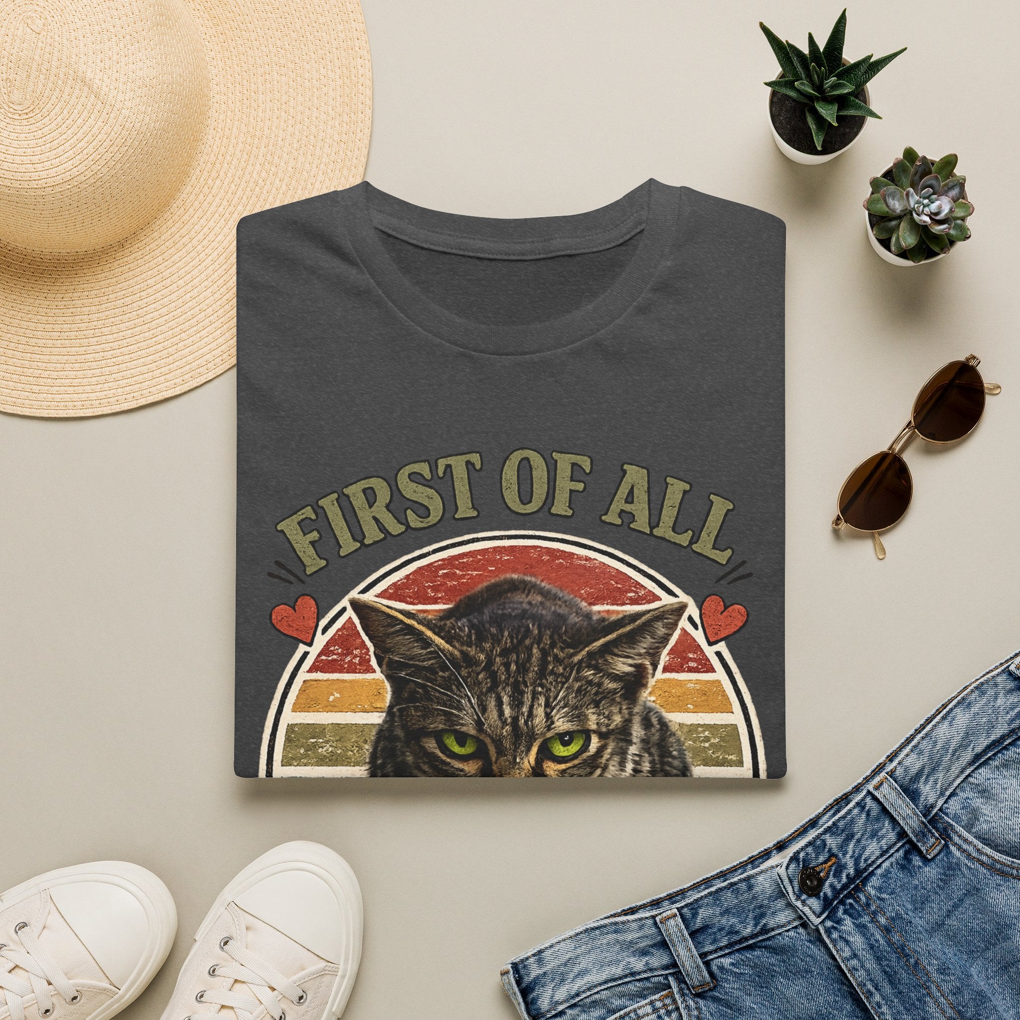 Cat T‑Shirt — “First of All I’m a Delight” Vintage Cat Graphic Tee