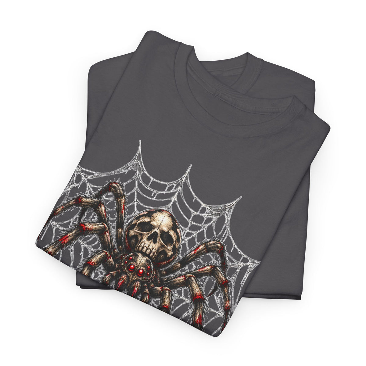 Spider Skull Web T‑Shirt — Gothic Halloween Graphic Tee