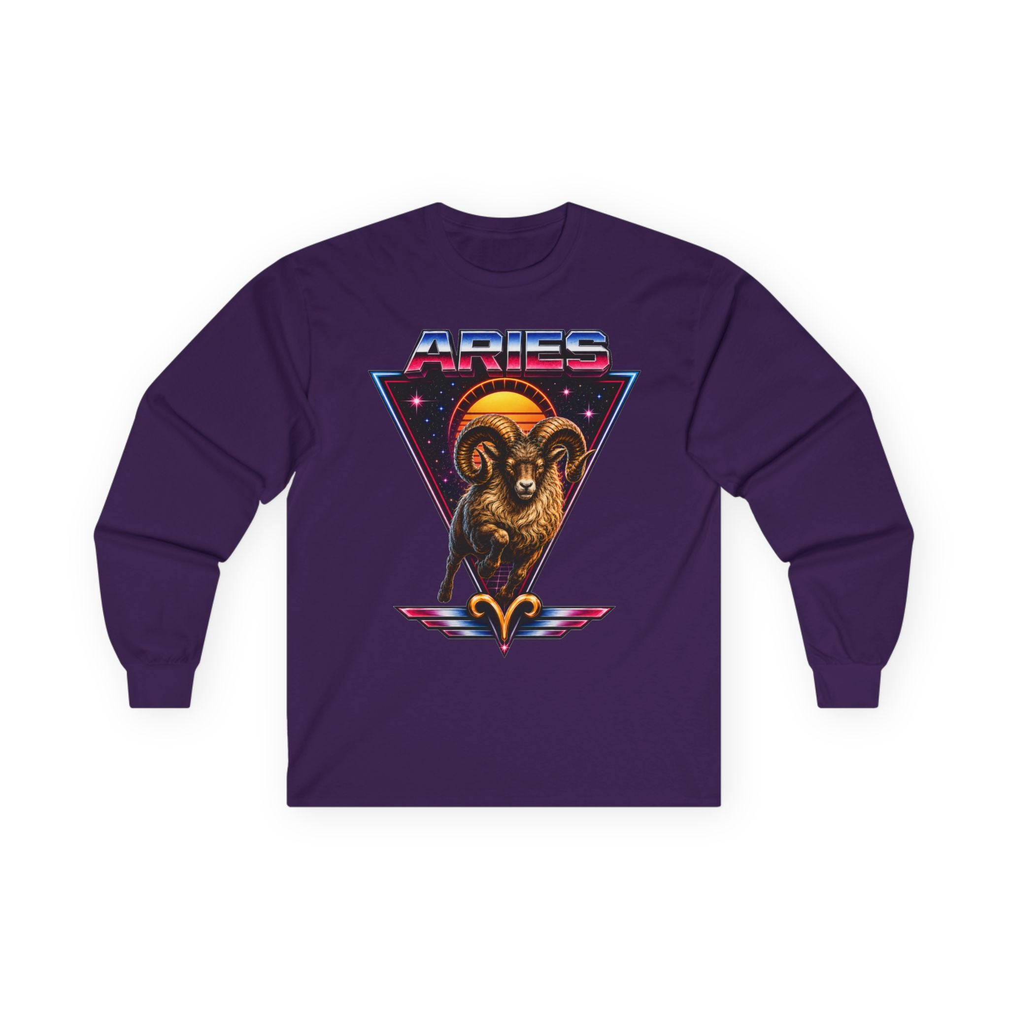 Aries 80s style Zodiac Retro Ram Long Sleeve Tee