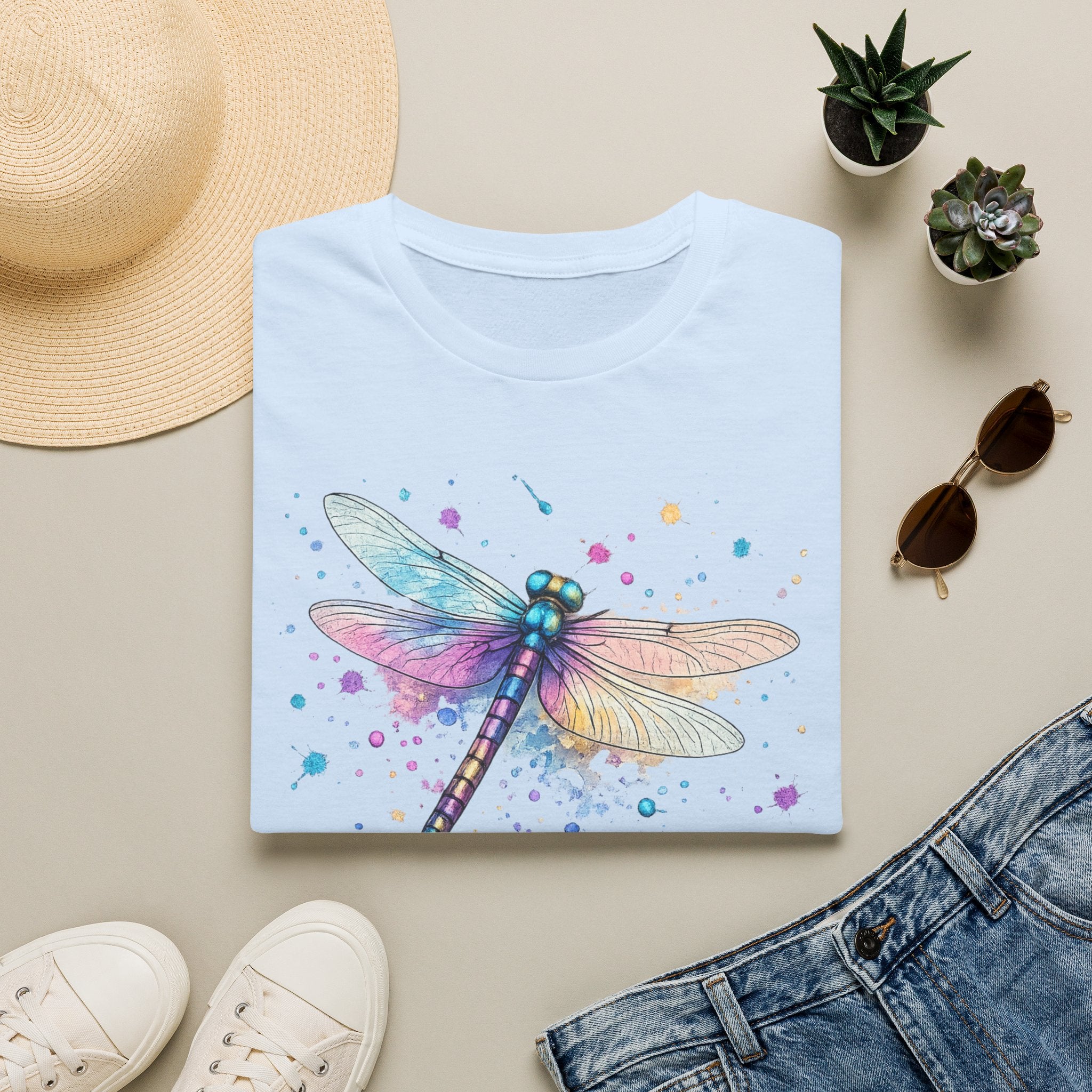 Dragonfly Watercolor T‑Shirt — Pastel Wing Nature Tee