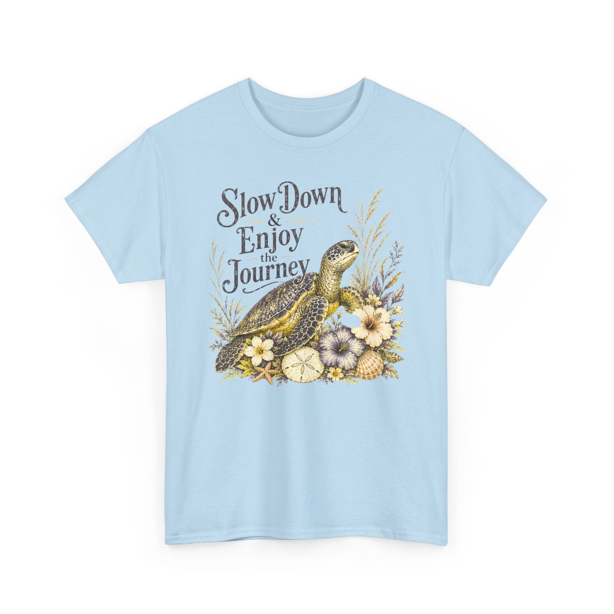 Sea Turtle T-Shirt — "Slow Down & Enjoy the Journey "Sea Turtle Floral Graphic Tee