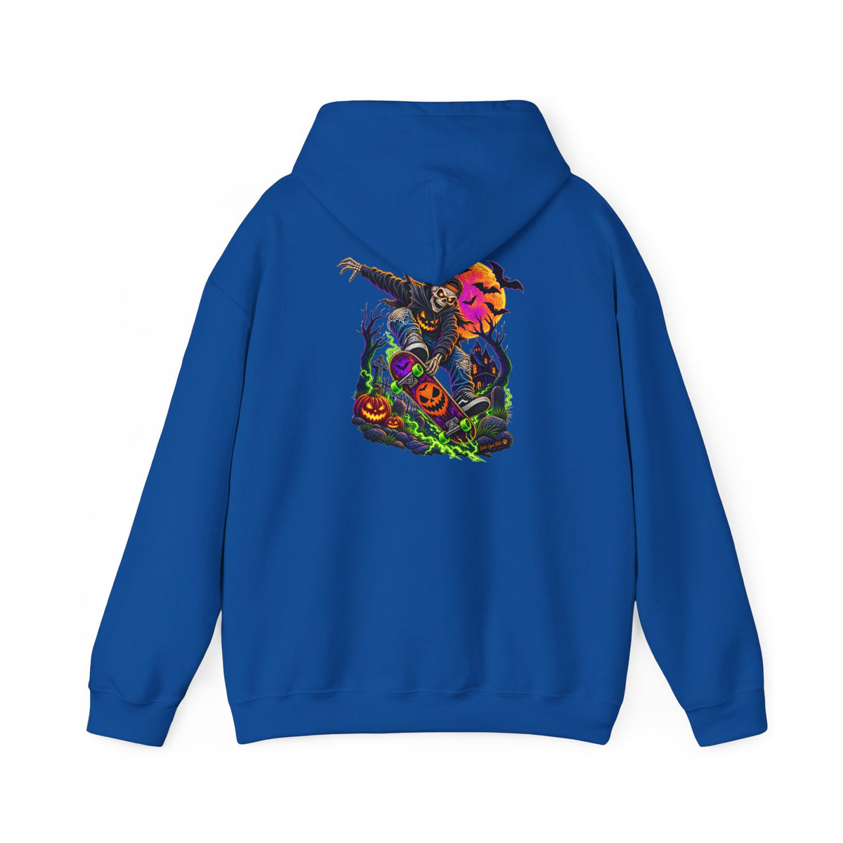 Halloween Skeleton skateboarder Hoodie — Pumpkin Patch Horror Graphic Sweatshirt