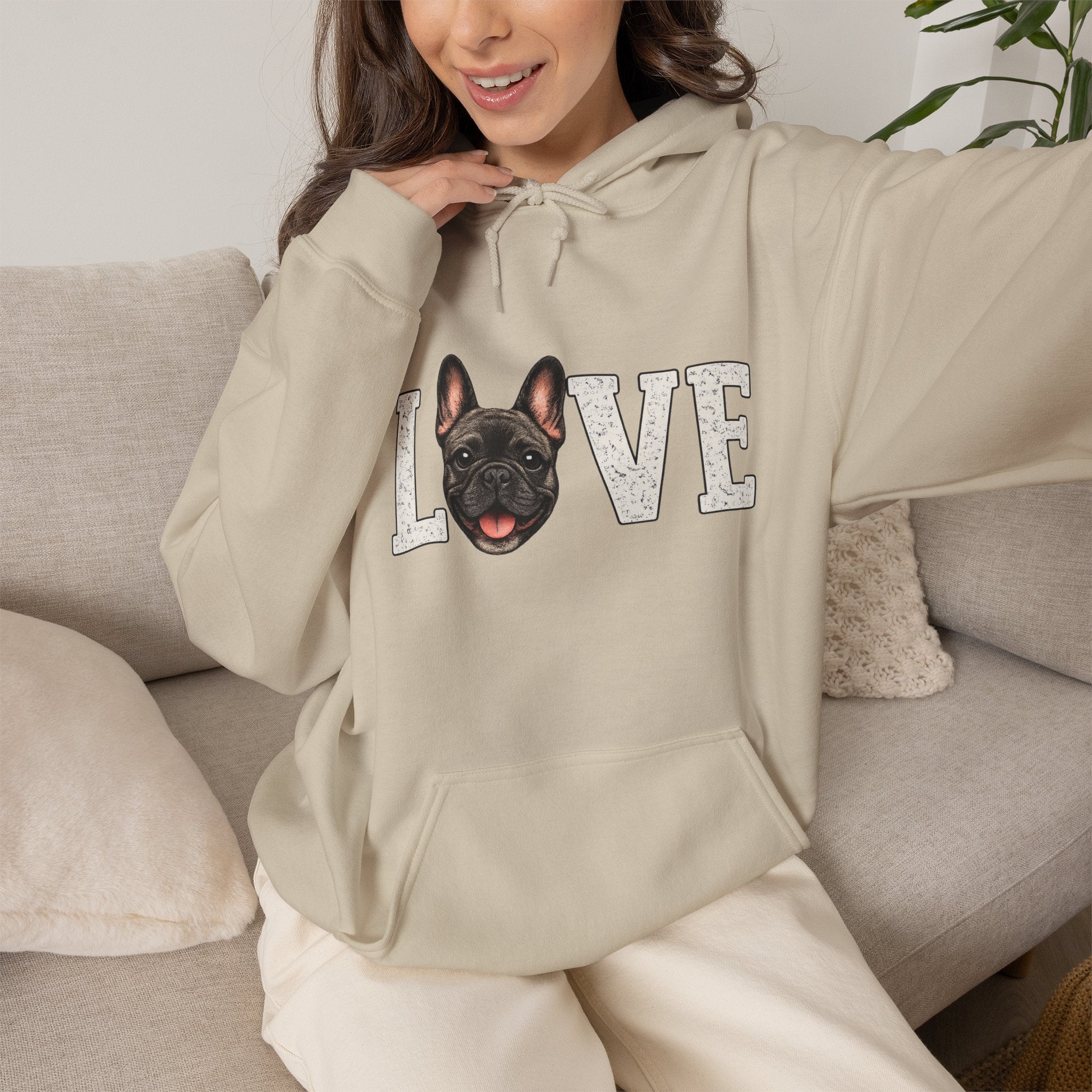 French Bulldog LOVE Hoodie — Cute Dog Lover Pullover for Pet Owners