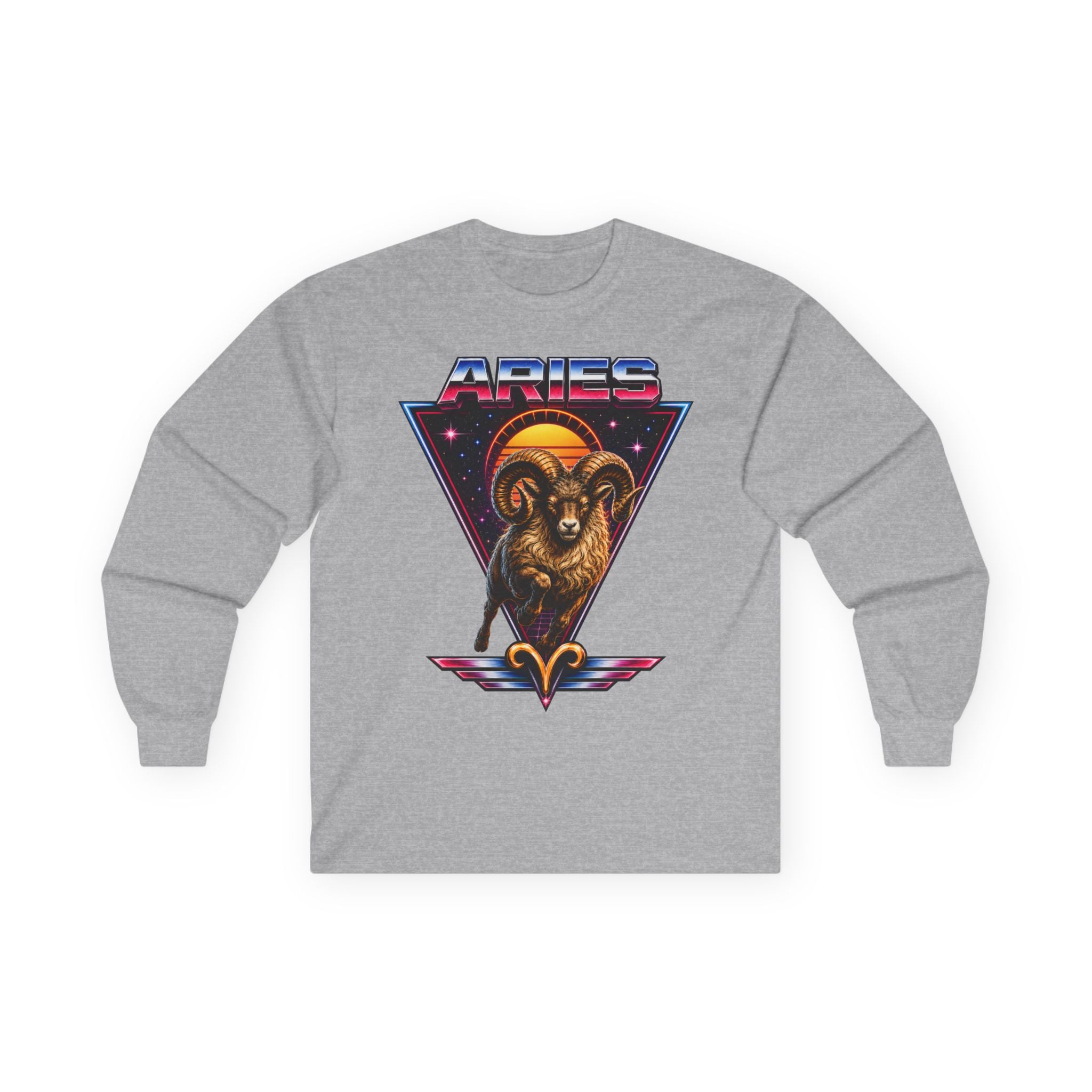 Aries 80s style Zodiac Retro Ram Long Sleeve Tee