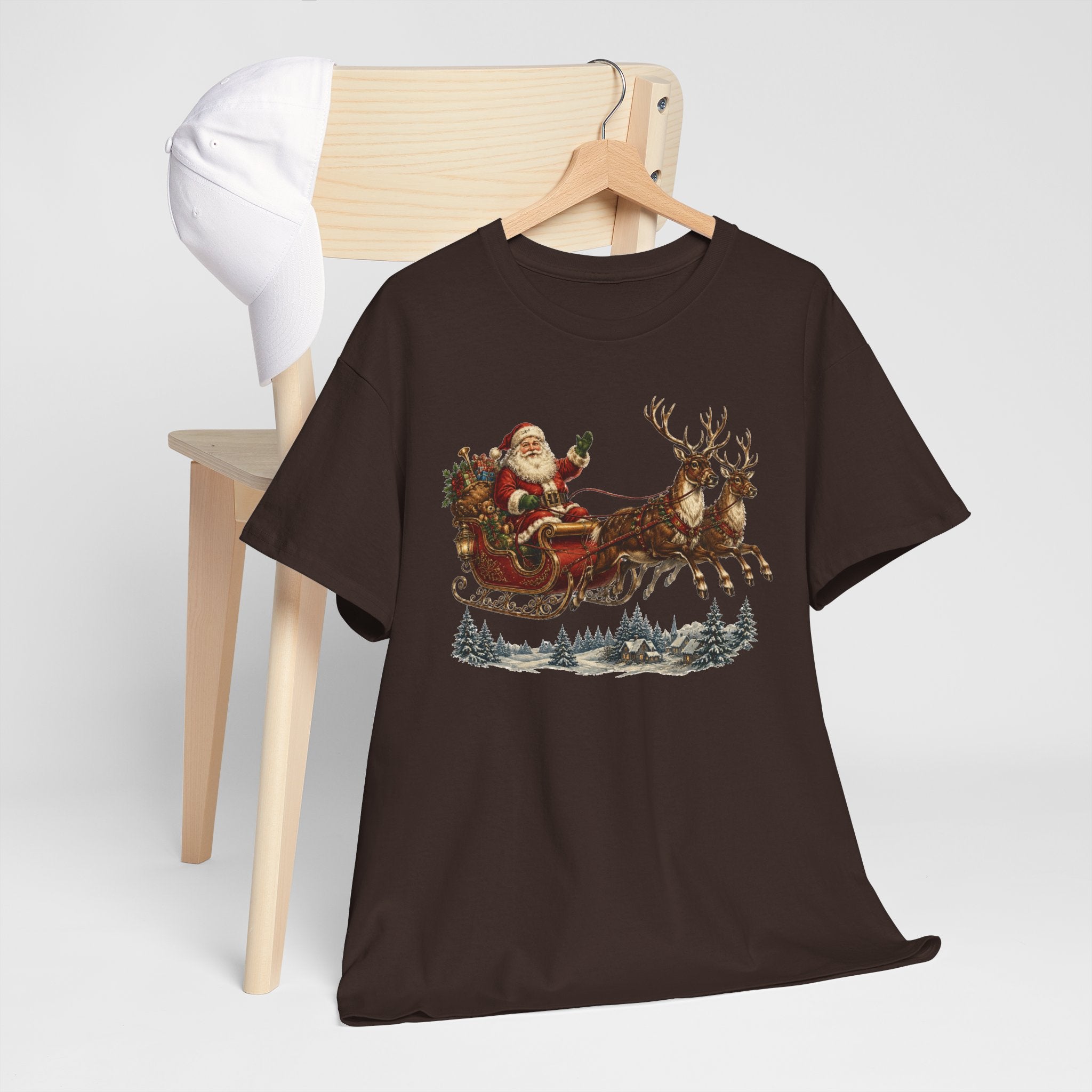 Santa Sleigh Christmas Tee — Vintage Holiday T-Shirt