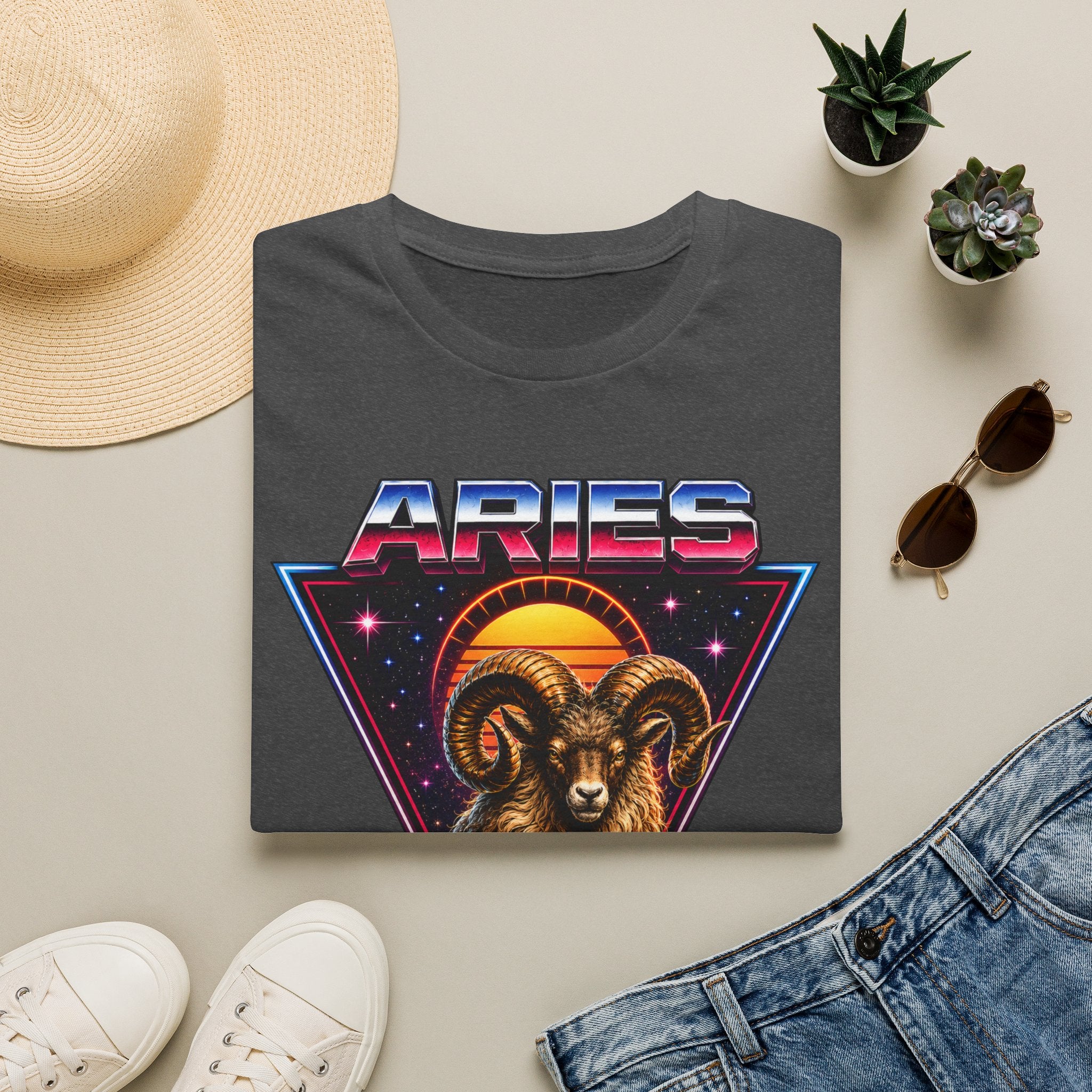 Aries 80s style Zodiac T-Shirt — Retro Ram Graphic Tee