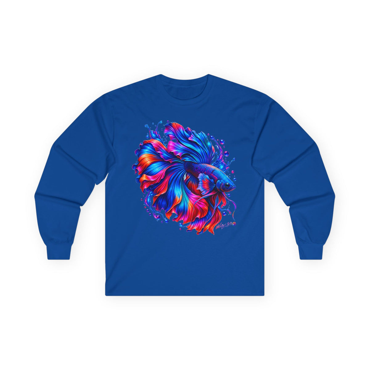 Colorful Betta Fish Long Sleeve Tee — Vibrant Aquatic Graphic Shirt