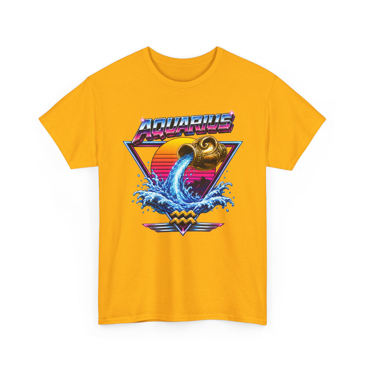 Aquarius Zodiac Tee — Retro Wave Astrological T-Shirt