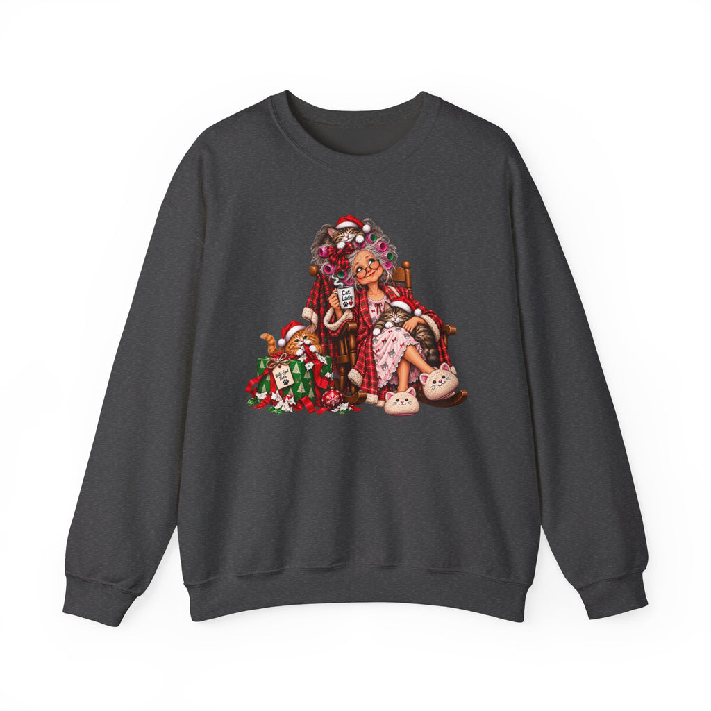 Christmas Cat Lady - Cozy Holiday Cats & Coffee Sweatshirt