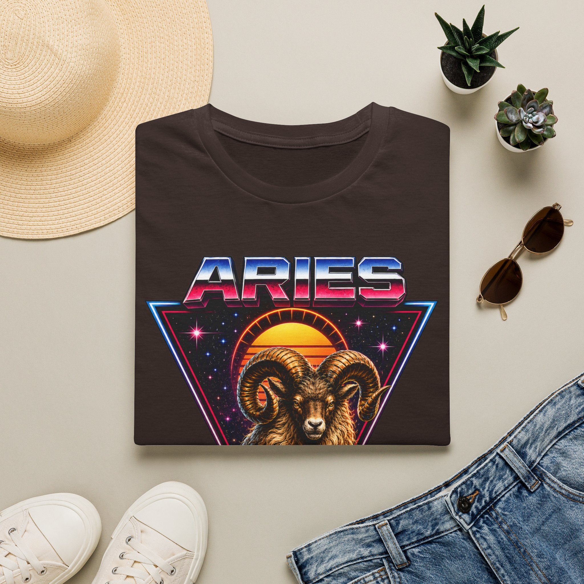 Aries 80s style Zodiac T-Shirt — Retro Ram Graphic Tee