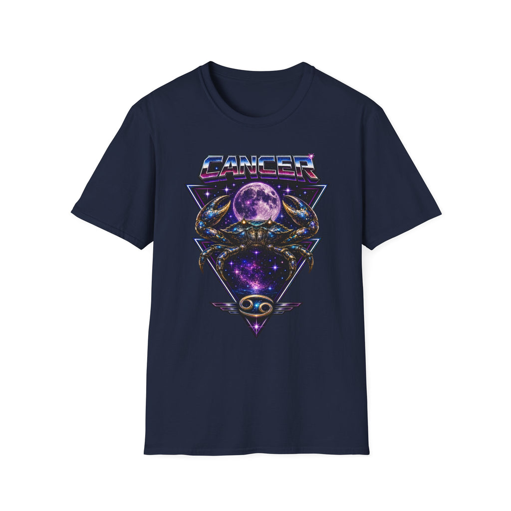 Cancer Zodiac T‑Shirt — Retro Cosmic Crab Design (Astrology Moon Graphic)