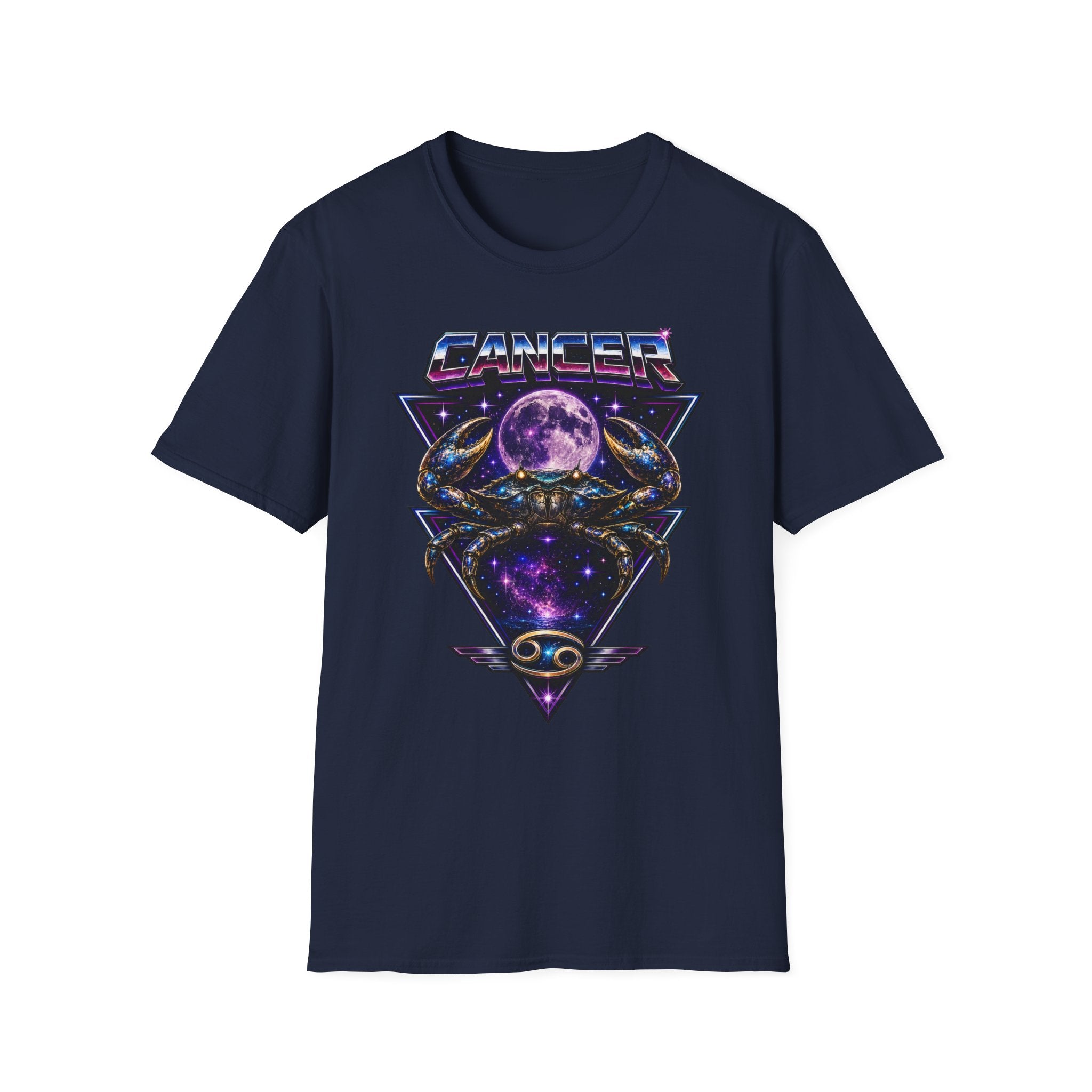 Cancer Zodiac T‑Shirt — Retro Cosmic Crab Design (Astrology Moon Graphic)