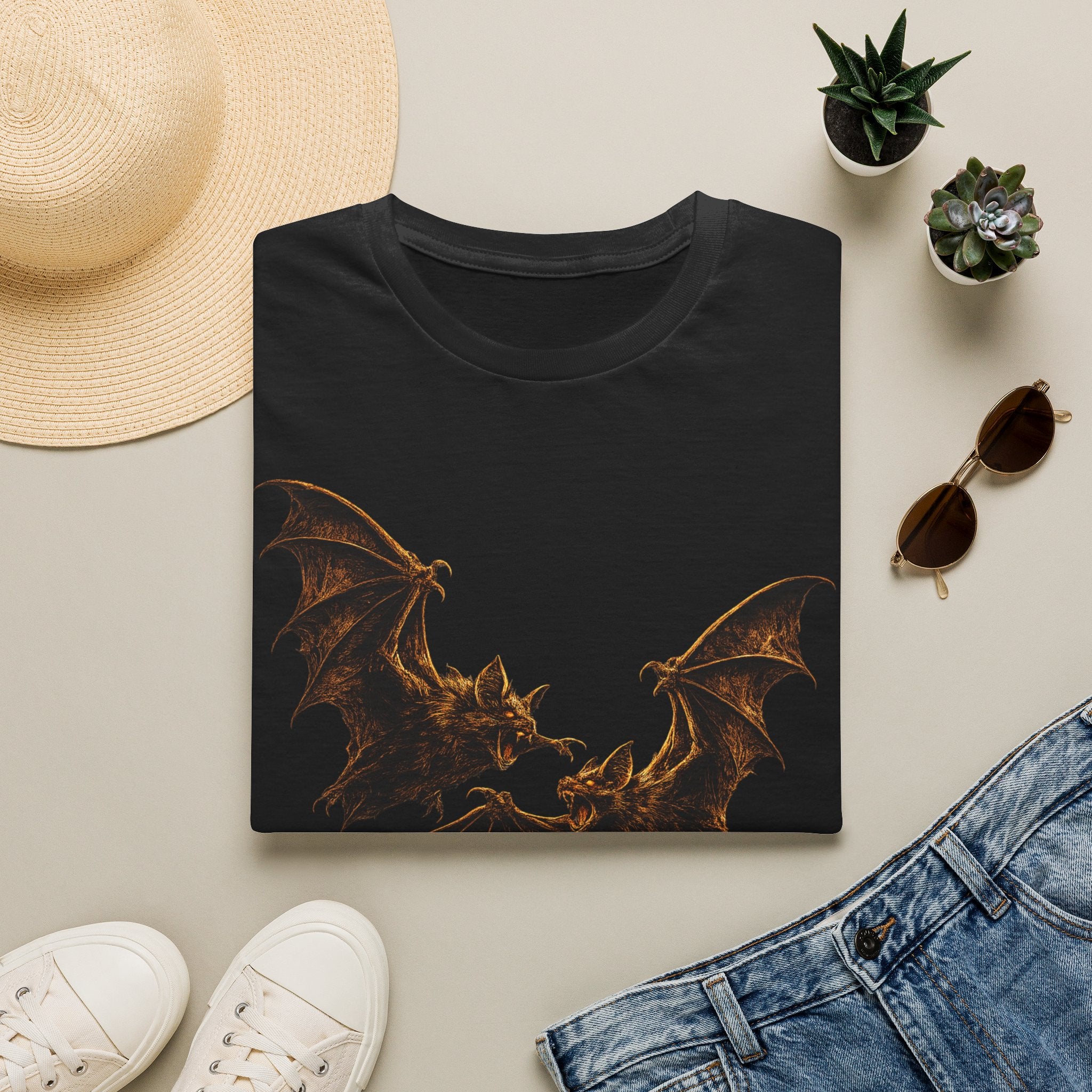 Bat Silhouette T-Shirt — Gothic Halloween Black Tee