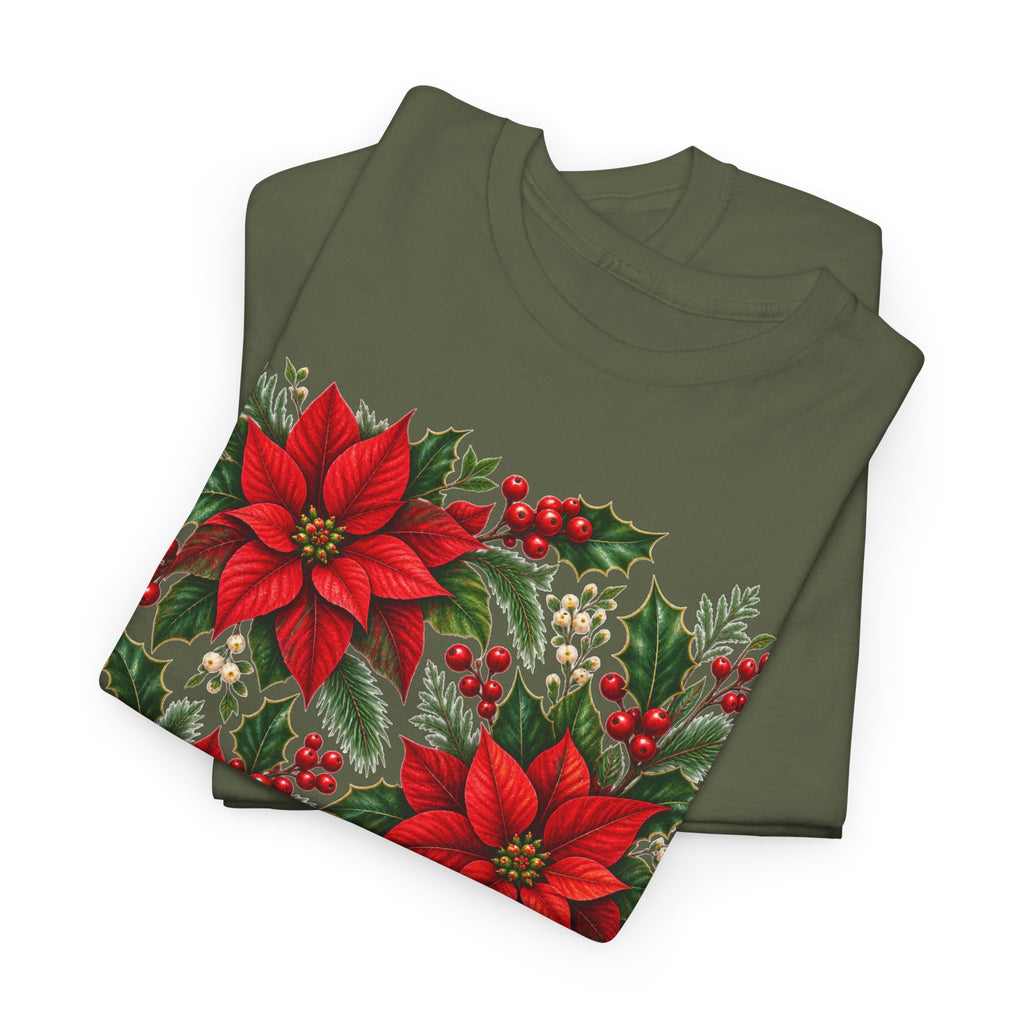 Poinsettia Square Floral Christmas Tee