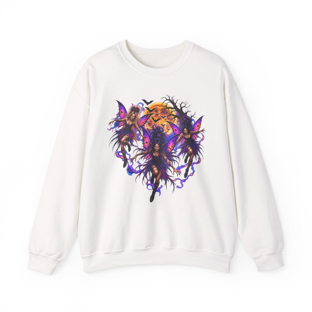 Fairy Moon Crewneck Sweatshirt — Gothic Purple Fairy Heart Graphic