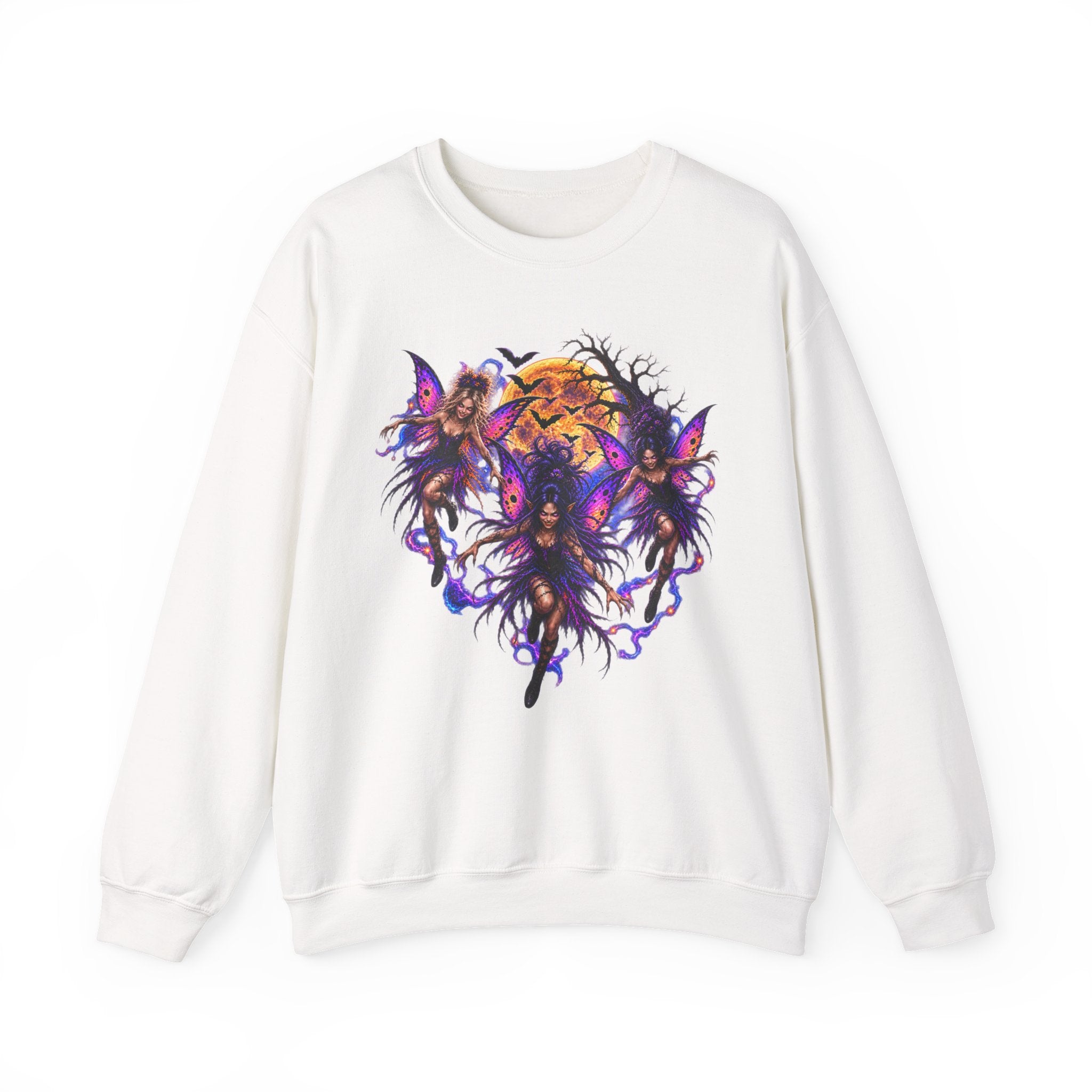 Fairy Moon Crewneck Sweatshirt — Gothic Purple Fairy Heart Graphic