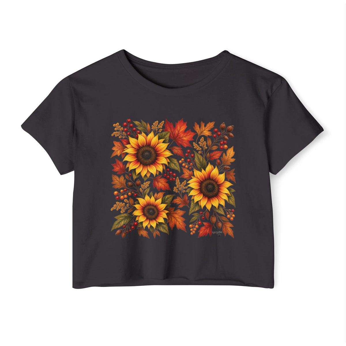 Sunflower Fall Crop Top — Autumn Floral Festival Tee