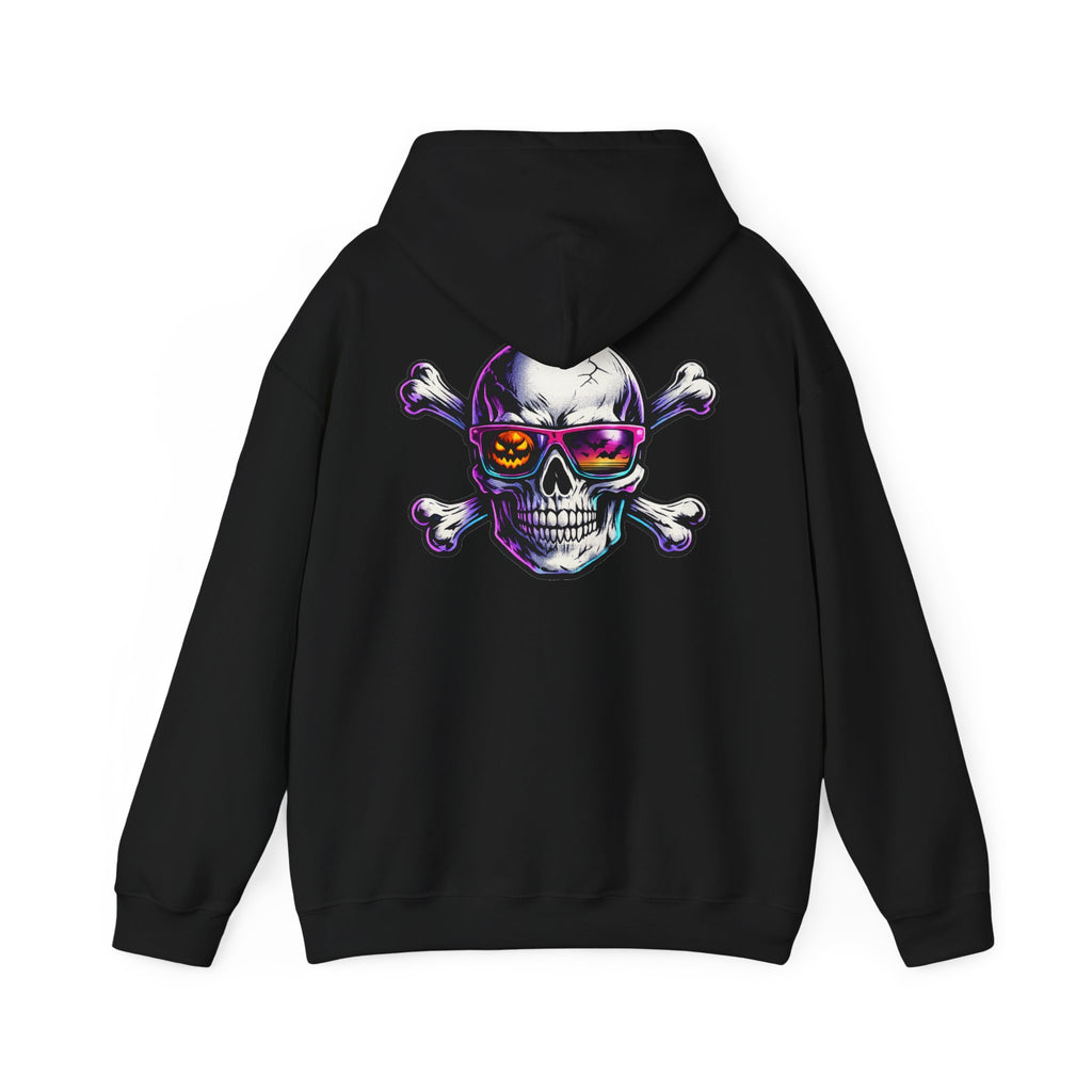 Skull & Crossbones Hoodie — Neon Sunglasses Pirate Skull Pullover