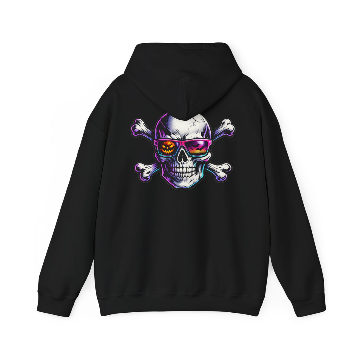Skull & Crossbones Hoodie — Neon Sunglasses Pirate Skull Pullover